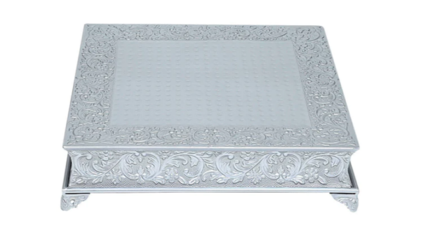 Silver Cake Stand 22 in. Square