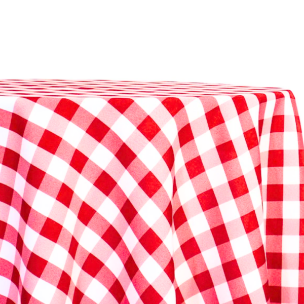 Red & White Checkered Polyester Gingham 90" x 132"