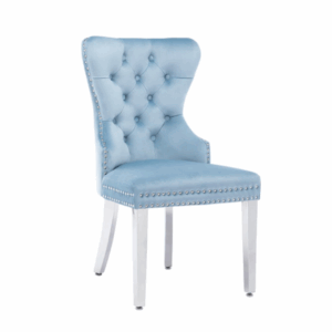 Jennifer (Dusty Blue Velvet & Chrome) Side Chair