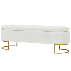 Quinn Ivory Velvet Bench / with storage