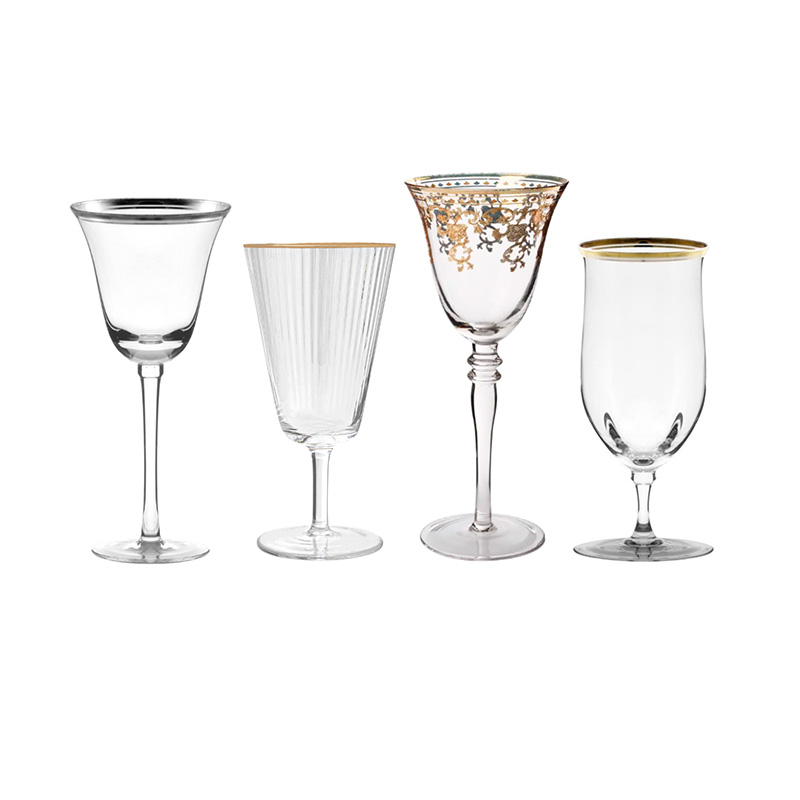 Gold and Silver Rimmed Glassware